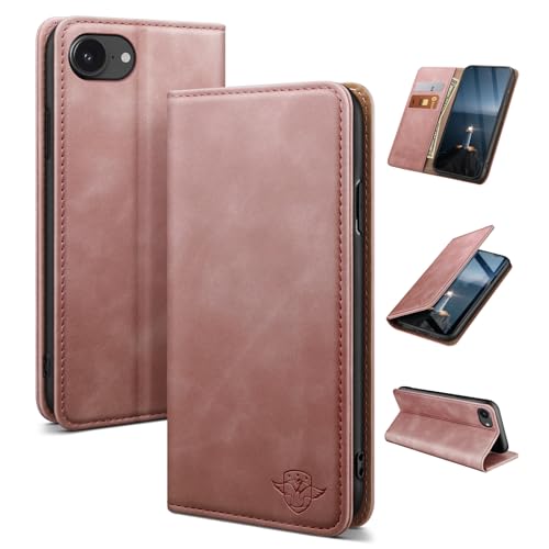 Coque iPhone 16e cuir or rose idéale pour voyager léger en toute sécurité