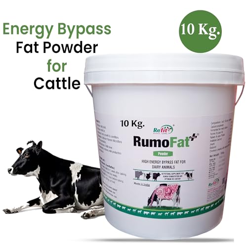 Image of REFIT ANIMAL CARE Rumen Bypass Fat Powder for Cows, Buffalo, Goat, Cattle and Other Dairy Farm Animals 10 Kg, RumoFat+