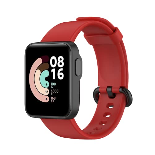 Image of YODI Soft Silicone With Metal Buckal Classic Strap Bands for Redmi Watch 2 Lite /Redmi GPS Smart Watch Only, Comfort and Flexible Straps for Men Women and Kids (Red)