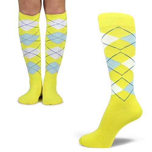Spotlight Hosiery Groomsmen/Men's/Father Mid-Calf Argyle Dress Socks & Women's/Daughter Matching Argyle Knee High Socks