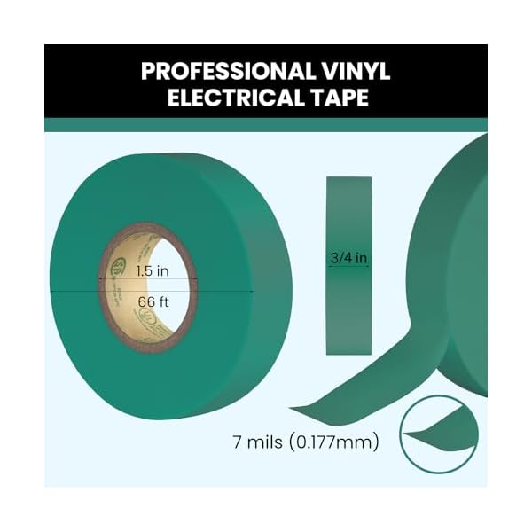 Lichamp 10Pack Green Electrical Tape Waterproof, 3/4 in x 66ft