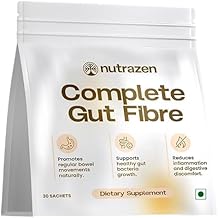 Nutrazen Complete Gut Fibre - Prebiotic & Psyllium Husk Powder for Digestive Support & Microbiome Balance | Supports Immunity, Energy and Gut Health | 30 Sachets