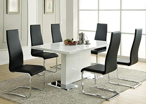 Nameth Dining Table With Metal Base Glossy White #TOP3