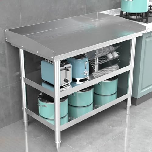 Generisch Edelstahl-Arbeitstisch mit Spritzschutz 120x50x80