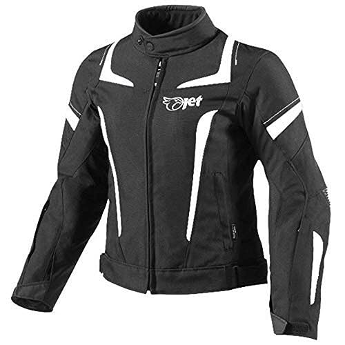 Jet Giacca Moto Donna Con Protezioni 4 Stagioni Cordura Impermiabile Tessile ELEKTRA (M (IT 42-44), Bianco)