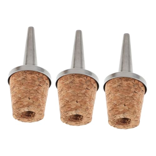 Gadpiparty 3 piezas Tapones de Botella de Licor de Metal con Base de Madera Vertedores Antigoteo Herramientas Versátiles para Bar y Uso Doméstico Cómodo y Presentación Elegante