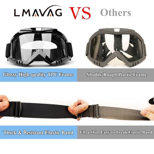Lmavag Atv Goggles Dirt Bike Goggles 2 Pack Motorcycle Motocross Goggles Riding Racing Goggles Mx Helmet Goggles Windproof Glasses Ski Goggles Uv400 Anti-Fog Dustproof For Adult Youth Kids Color Lens thumb #2