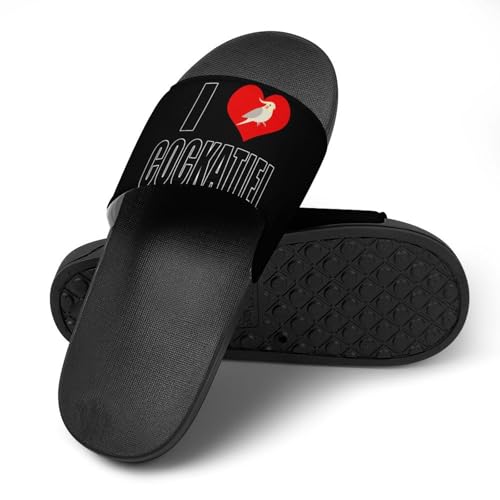 I Love Cockatiel Bird Shower Slippers for Women Men Casual Non-Slip Slide Sandals Beach Bathroom Shoes4