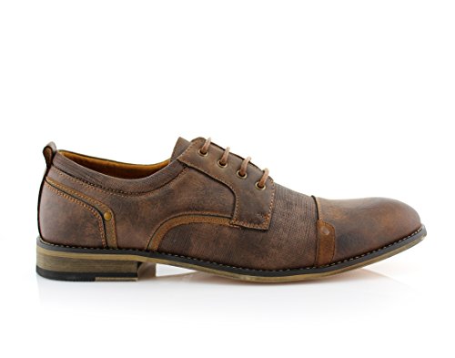 Image of Ferro Aldo Men's Modern Cap-Toe Derby Collection | Statement Dress Shoes in Floral, Woven, & Classic Styles
