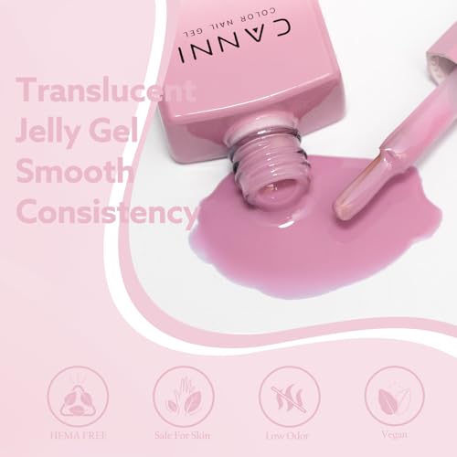 Image of CANNI Jelly Nude Pink Gel Nail Polish, 1Pcs Milky Light Pink Gel Polish Sheer Clear Light Pink Translucent Color Soak Off U V Nail Manicure Salon DIY