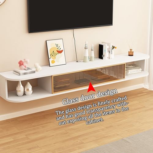 Meuble TV mural avec rangement blanc 120 cm : support moderne suspendu