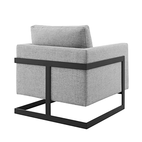 Sillón tapizado de tela Gris claro miniatura 6