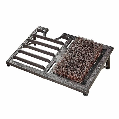 Loberon Schuhabstreifer Boitron, authentisches Vintage-Design, robust & witterungsbeständig, Gartenzubehör, Gartenhelfer, Eisen, Pappelholz, braun