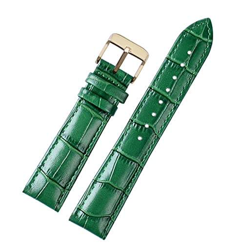 Correa de cuero premium EZZON de 22mm en verde ágata con elegante diseño de bambú