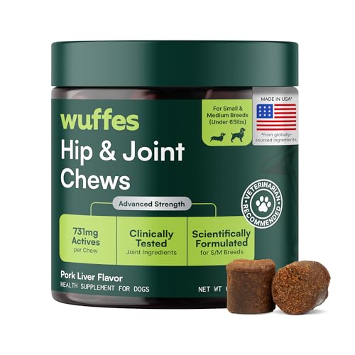 Wuffes Advanced Dog Hip and Joint Supplement with Glucosamine, Chondroitin, Omega 3, MSM, and Green Lipped...