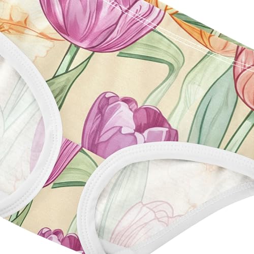 Stylish Girls Underwear Toddlers 2t Cotton Panties Little Girl Purple Orange Tulips Daffodils Kids Briefs Undies4