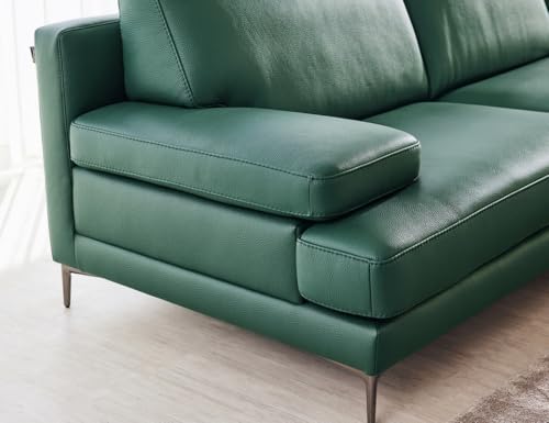 Image of Fabrique Belight Leatherette 4 Seater with Puffy Moden Design Teal Green Sofa Set | Comfortable Furniture for Home Office & Living Room | Easy to Move with Stainless Steel Legs