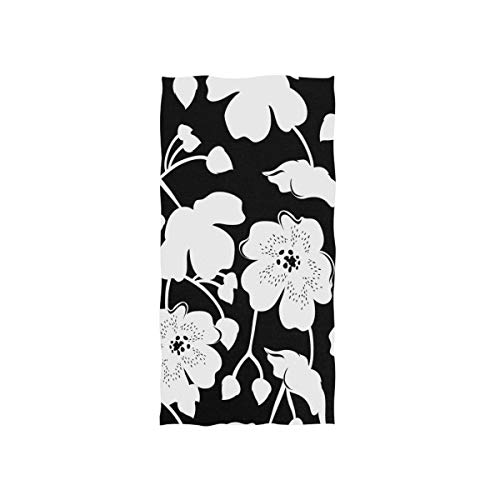 senya Black White Flower Hand Towel Ultra Soft Luxury Towels for Bathroom 30