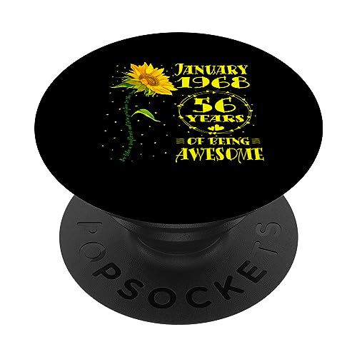 56 Cumpleaños 56 Años Amantes del Girasol Nacidos en Enero de 1968 PopSockets PopGrip Intercambiable