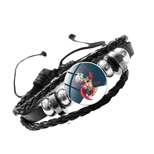 XXXTentacion Lederarmband Respect Rapper Trendige Art Foto Glas Kuppel Druckknopf Armbänder Armreifen Schmuck Fans Geschenk Cover