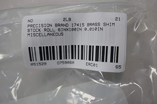 Precision Brand 17415 Brass Shim Stock Roll 6In X 100In 0.010In #TOP5