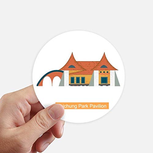 DIYthinker Taiwan Attractions Taichung Park Pavilion Round Stickers 10Cm Wall Suitcase Laptop Motobike Decal 8Pcs