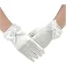 Short Flower Girls Gloves for Wedding Satin Gloves for Girls Princess Gloves (White)