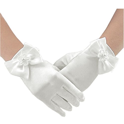 Deceny CB Short Flower Girls Satin Gloves for Wedding & Princess