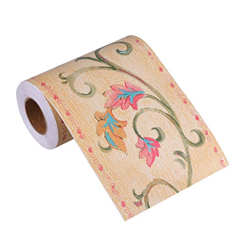 VOSAREA Zócalo Etiqueta Autoadhesiva Etiqueta de La Pared Vintage Borde de La Pared para Cubrir Cocina Baño Dormitorio Azulejos Decoración 10 M * 1 Cm (Amarillo)