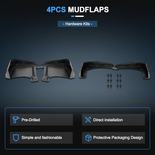 Image of ECCPP Front and Rear 4Pcs Mud Flaps Splash Guards Fit for Honda Accord 2013 2014 2015 (Excluding Sport Sedan,Not Fit CVT) Mud Guards (Not fit Side Skirts) （No Drilling Required）