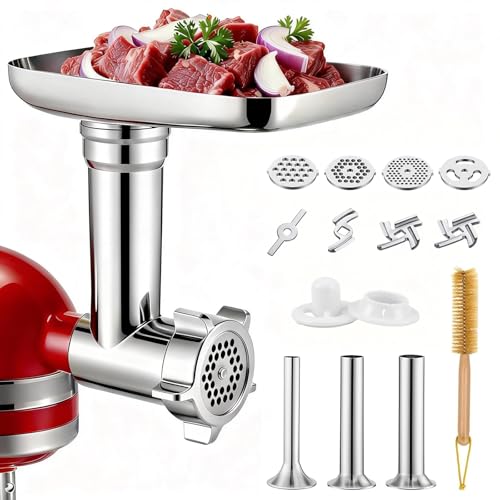 Meat Grinder Attachments for KitchenAid, Sausage Stuffer, Compatible with KitchenAid Stand Mixer of All Models, Aluminum Alloy, Not Dishwasher Safe