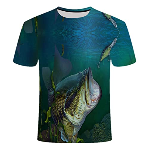 T-shirt de canne à pêche 3D ample Cbt-1274, fini les hauts étroits avec cet imprimé poisson amusant 4XL