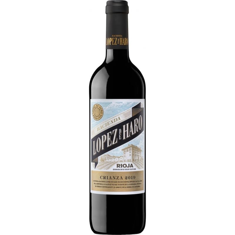 López de Haro Crianza – Vino Tinto Suave y Elegante | Frutos Rojos, Vainilla y Cacao | Tempranillo con Crianza en Barrica, Equilibrado y Aterciopelado (Pack de 6 Botellas)