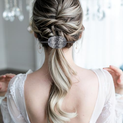Set de 6 pinzas de pelo de cuero con palillo para mujer miniatura 7