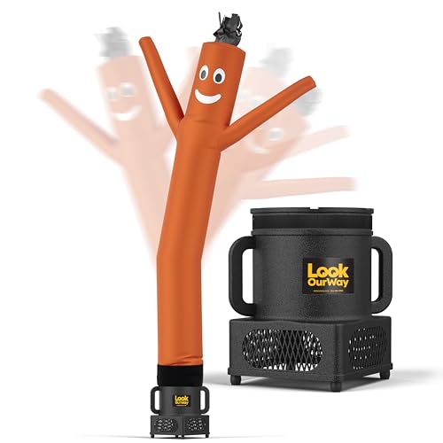 Image of LookOurWay Air Dancers Wacky Waving Inflatable Tube Guy - 7ft Tall Inflatable Advertising Waving Dancing Man with Sky Dancer Blower - Orange