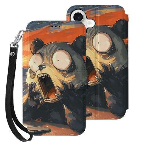 iphone 17用 ケース 面白いパンダ 手帳型 と互換性のある カード収納 いphone17用 カバー 手帳型 Puレザー 横置きスタンド機能 折りたたみ スマホケース スタンド付き アイフォン 17用 ケース 内蔵マグネット 開閉式 財布型 軽量 薄