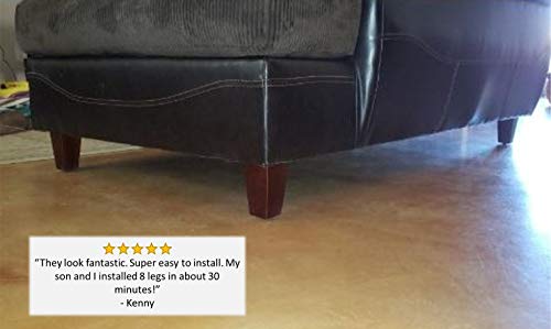 5 Inch Wood Furniture Legs Squared Tapered Finish, Set of 4. Great Sofa Legs with Mid-Century Modern Style, IKEA Conversion Kit Also Suitable for Coffee Table and Bed Legs. - Thumbnail 6