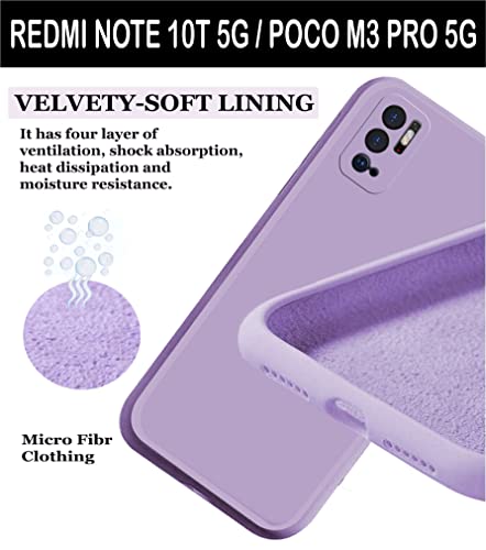 Image of A rtistque Liquid TPU Silicone Matte Shockproof Flexible with Camera Protection Soft Back Cover Case for Xiaomi Redmi Note 10T 5G | Poco M3 Pro 5G - Purple