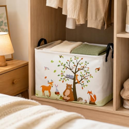 Image of Woodland Animal Storage Basket Gift Storage Basket for Kid Room, Home and Kitchen Storage