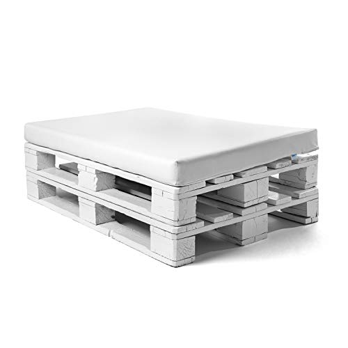SUENOSZZZ-ESPECIALISTAS DEL DESCANSO Pack 2 colchonetas Asiento para Sofas de palets, cojin Chill out Relleno con Espuma y enfundado en Polipiel Color Blanco - imagen 7