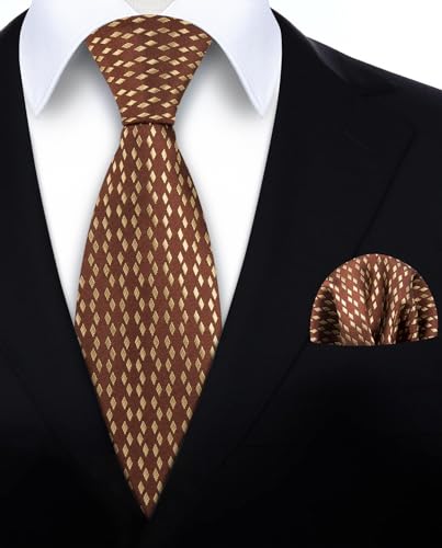 Image of HISDERN Mens Tie Set Classic Woven Ties and Pocket Square Cufflinks Set Formal Business Wedding Neckties Handkerchief