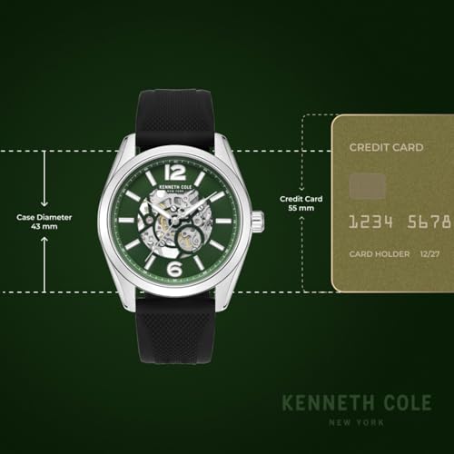 Image of Kenneth Cole Automatic Green Round Dial Men's Watch | Silicon Strap Material | Watches for Men Analog - KCWGZ0104002MNW