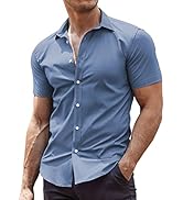 COOFANDY Men's Muscle Fit Dress Shirts Wrinkle-Free Short Sleeve Casual Button Down Shirt