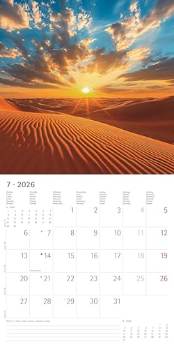 Alpha Edition - Sunny Moments 2026 – Broschürenkalender 30x30 cm – Wandkalender mit Sonnen auf- und Untergängen – Für Natur- & Fotografie-Liebhaber – Mit Platz für Notizen, Feiertagen & Ferienterminen