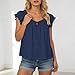 Aniywn Loose Tops for Women Trendy 2026 Summer Cap Sleeve Tie Front Scoop Neck Flowy Tank Top Loose Cute Going Out Shirts Dark Blue