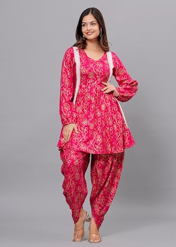 Image of Womens Kurta With Dhoti Pant | Kurta Dhoti Set Festival Wear |Kurta Dhoti Pant Set for Womens