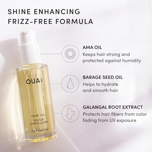 OUAI Haaröl – Hitzeschutz-Öl gegen Frizz, verleiht Glanz & glättet Spliss – farbschonende Formel – frei von Parabenen, Phthalaten & Sulfaten (45ml)