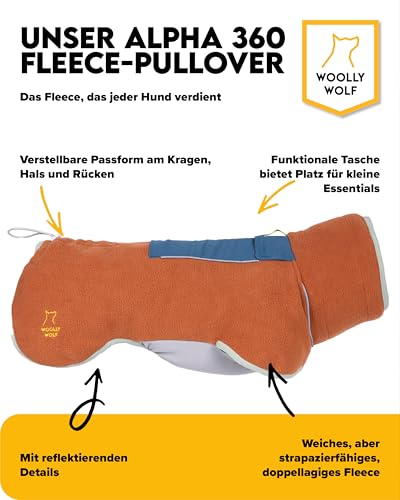 Woolly Wolf Alpha 360 Fleece Hundepullover für mittelgroße Hunde Gr. 50 Terrakotta - Flauschig-Warmer Hundepulli für kalte Tage mit Verstellbarer Passform, 100% recycelte Materialien