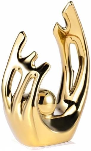 Miniatura 8 de XMGZQ Decoración para el hogar, estatua de cerámica dorada, decoración dorada, arte abstracto, estatua de cerámica, decoración de mesa dorada para