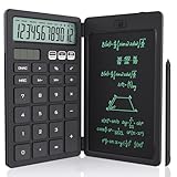 NEWYES 電卓付き電子メモパッド ソーラー充電可 折りたたみ式 ワンタッチ消去 多機能 計算機 デジタルペーパー 電卓 12桁 使いやすい 小型 ６インチ コンパクト デジタル メモ帳 職場 家庭 仕事用 黒